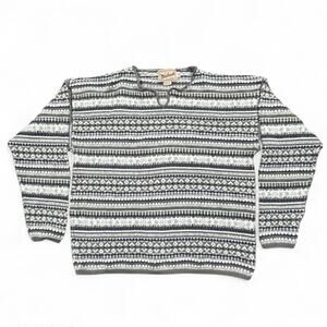 Vintage Woolrich Womens Sweater M USA Made 80s Striped Cotton Knit